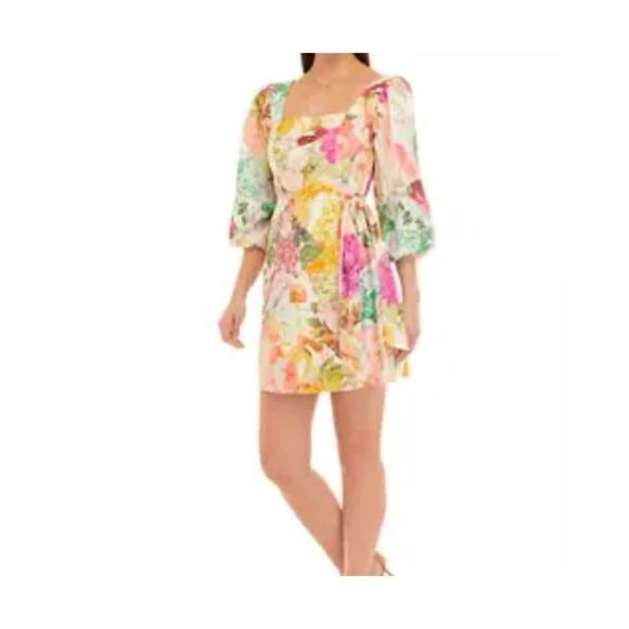 Vince Camuto Faux Wrap Square Neck Floral Print Dress Size 16 NEW - Picture 6 of 10